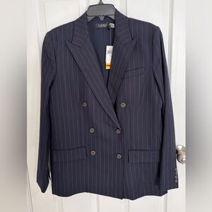 Lauren Ralph Lauren Double Breasted Pinstripe Twill Blazer